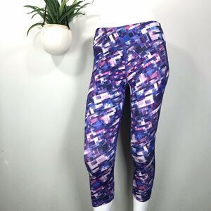 Prana Roxanne Capri‎ Leggings Purple Supernova Fractal Womens Size M Gusset